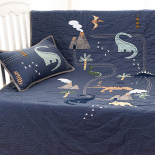侏罗纪恐龙世界 贴布绣手工绗缝被童被幼儿园午睡被空调被