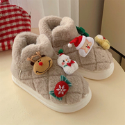 东北棉靴女冬季舒适保暖毛绒绒加厚百搭可爱圣诞老人氛围感雪地靴