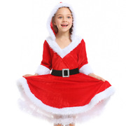圣诞节服装成人儿童亲子装 圣诞节女童cos红色圣诞老人蓬蓬连衣裙