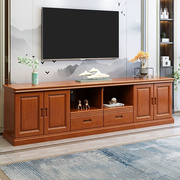 中式实木客厅电视柜现代简约地柜高柜卧室，加高款储物柜影视柜