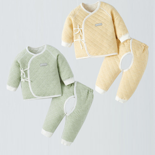 新生儿婴儿衣服冬内衣，保暖套装和尚服春秋季上衣宝宝夹棉无骨52码