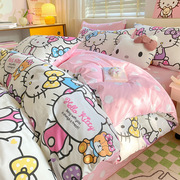 公主卡通凯蒂猫纯棉床上四件套100全棉儿童床品女孩粉被套床单KT