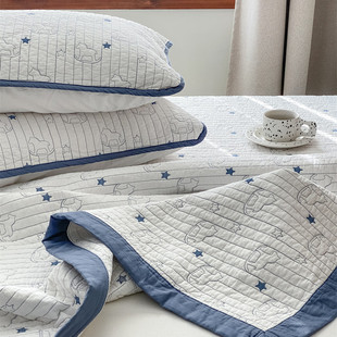 有态度韩国夹棉绗缝床盖三件套纯棉，榻榻米垫子加厚全棉，床单四季通