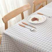 长方形餐桌布装饰长条蓝色12米盖桌布纯色方格简美套装书桌田茶几