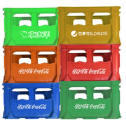 塑料加厚汽水饮料箱储存运输叠堆高框可乐周转筐拍照红黄蓝绿白色
