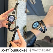 xit适用华为gt4手表表带gt3pro女士，watch4progt2pro牛皮质watch3pro双圈克罗心，22mm真皮41mm朋克风手表带