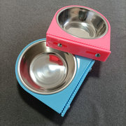 宠物用品狗笼悬挂式不锈钢狗碗可固定防止打翻猫碗粉色食盆饮水盆
