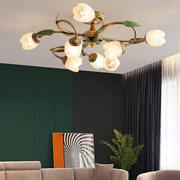 美式吸顶灯法式田园复古客厅，灯现代简约创意花朵花草卧室餐厅灯具