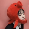 ins少女心可爱搞怪红色章鱼头套，帽子毛绒玩具海洋动物帽拍照道具
