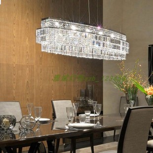 轻奢k9水晶吊灯后现代，长方形客厅灯欧式简约金色餐厅吧台酒柜灯