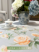 餐桌布新中式长方形客厅椅套，罩套装花鸟加厚棉麻不褪色中国风台布
