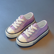 儿童帆布鞋低帮糖果色女童布鞋，2024春季男童板鞋休闲系带鞋子