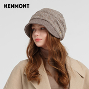 卡蒙秋冬季英伦鸭舌贝雷帽女士针织毛线帽时尚堆堆帽赫本风帽子