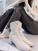 法式短靴女秋季切尔西靴子2023粗跟粗腿显瘦马丁靴英伦风单靴