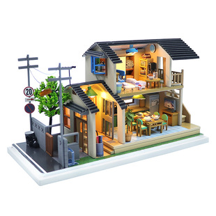 日式别墅diy小屋模型，拼装玩具娃娃屋沙盘，房子木质摆件送男生礼物