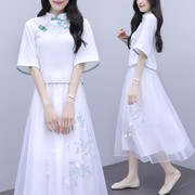 改良旗袍连衣裙少女夏装，2023初中高中学生，中国风汉服裙子套装