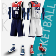 球衣篮球服儿童定制美国队男女，夏比赛科印字套装梦十之队球衣队服