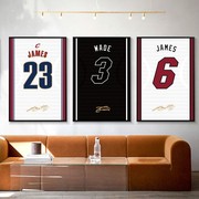 NBA篮球球衣装饰画科比8号24号湖人詹姆斯客人玄U关男孩卧室挂画
