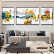 轻奢家和沙发背景墙挂画高档大气三联画现代简约客厅装饰画麋鹿