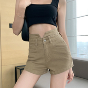 牛仔短裤女2023夏季韩版高腰修身显瘦时尚，百搭包臀阔腿热裤女