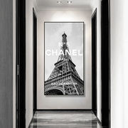轻奢现代玄关装饰画高级感黑白巴黎埃菲尔铁塔挂画走廊过道壁画