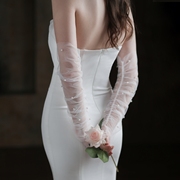 长款礼服晚装摄影新娘手套礼仪婚礼薄款白色演出透明女婚礼白色