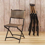 墨君藤椅折叠椅子手工，编织凳子椅子，靠背舒服可折叠加厚便携式沙滩