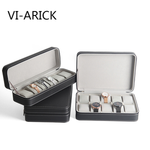 vi-arickpu皮手表盒收纳盒，拉链翻盖式短表带，手表首饰盒女表展示盒