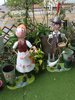 北欧创意铁皮娃娃卡通落地插干花装饰品户外花盆天鹅摆件庭院花园