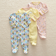 婴儿包脚连体衣纯棉春装打底衣，0-9月新生儿睡衣，初生宝宝连脚爬服