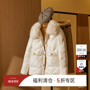 IHIMI2023冬季季短款外套时髦气质时尚修身加厚毛领羽绒服女