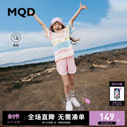 MQD童装女童装时髦套装洋气夏新百搭舒适韩版儿童T恤短裤两件套