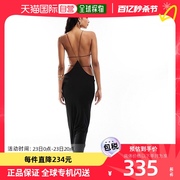 香港直邮潮奢asos女士设计挂脖级背部镂空长款连衣裙(黑色)