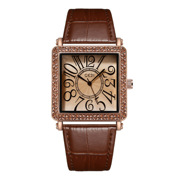 歌迪镶钻皮带石英士(石英士)手表，个性长方形大表盘复古女时尚普通国产腕表