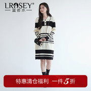 清仓直降大码女装条纹Polo领连衣裙胖mm春装显瘦打底针织裙