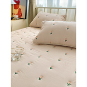a类母婴级郁金香刺绣，夹棉床笠单件，席梦思床垫保护套1.5米1.8m床罩