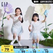 gap女幼童2024夏季花卉，印花logo泡泡短袖t恤儿童装上衣890363