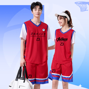 大学生短袖篮球服套装男女情侣T恤假两件速干运动比赛训练服班服