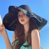 日本黑胶渔夫帽子女夏天超大檐遮脸防晒防紫外线遮阳太阳帽可折叠