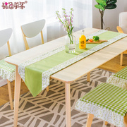北欧田园纯色布艺餐桌，桌旗现代简约素色绿色，桌旗碎花桌布茶几盖布