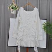 L码 高品质LX.名媛风白色长袖连衣裙孤品杂款D0327-27