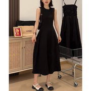 黑色连衣裙2024春夏季时尚赫本风显瘦背心显瘦质感高级感长裙