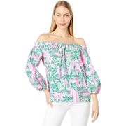 Lilly Pulitzer Winifred 女士衬衫花卉休闲宽松时尚露肩套头上衣