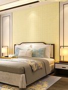 新中式客厅卧室黄色回字格墙纸中国风无纺布现代简约壁纸背景