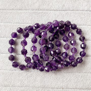 乌拉圭天然紫水晶路路通手链女款卫星钻石面单圈手串时尚水晶饰品