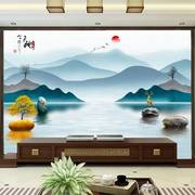新中式水墨山水意境电视背景墙壁纸客厅大气墙纸定制壁画影视墙布