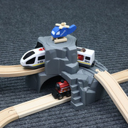 多用双层隧道木质轨道车配件木制小火车儿童路轨男孩拼装益智玩具