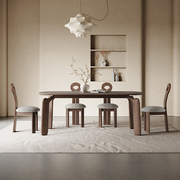 侘寂风实木餐桌家用小户型，现代简约白蜡，木极简北欧哑光岩板餐桌