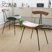 蚂蚁椅子靠背简约现代家用实木，书桌椅餐桌椅凳子美式轻奢真皮餐椅