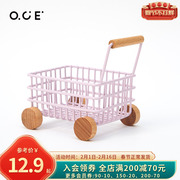 OCE收纳超市购物小车模型创意多功能仿真手推车过家家马卡龙系列
